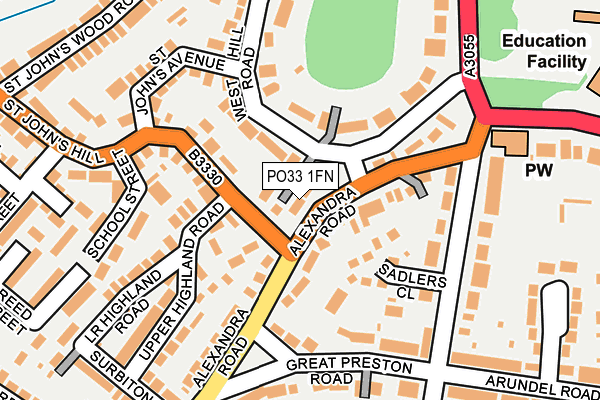 PO33 1FN map - OS OpenMap – Local (Ordnance Survey)