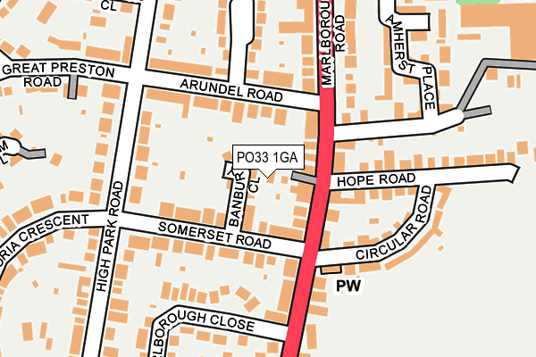 PO33 1GA map - OS OpenMap – Local (Ordnance Survey)