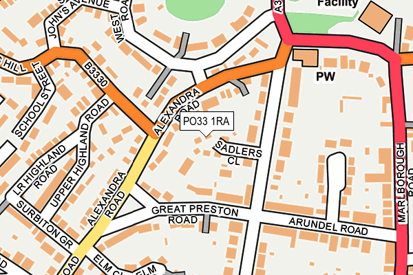 PO33 1RA map - OS OpenMap – Local (Ordnance Survey)