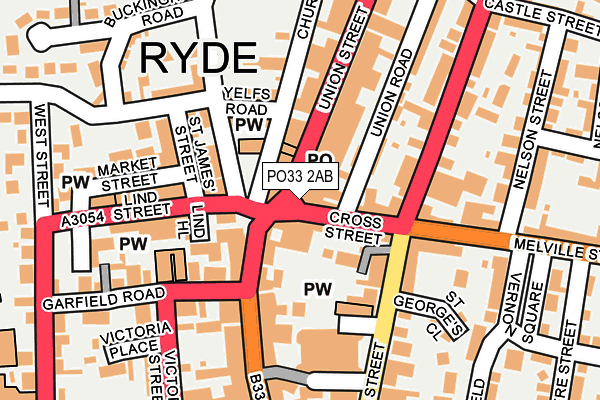 PO33 2AB map - OS OpenMap – Local (Ordnance Survey)