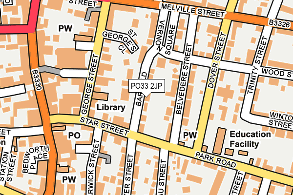 PO33 2JP map - OS OpenMap – Local (Ordnance Survey)