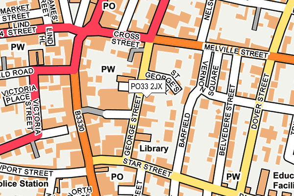 PO33 2JX map - OS OpenMap – Local (Ordnance Survey)