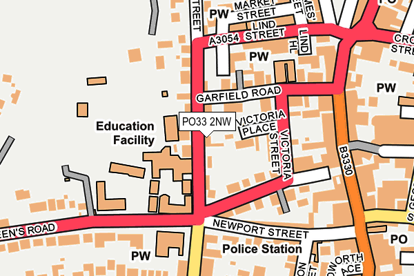 PO33 2NW map - OS OpenMap – Local (Ordnance Survey)