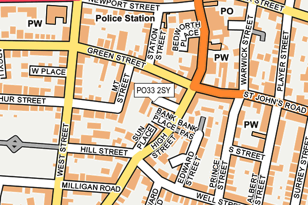 PO33 2SY map - OS OpenMap – Local (Ordnance Survey)