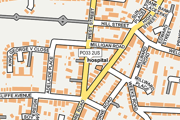 PO33 2US map - OS OpenMap – Local (Ordnance Survey)