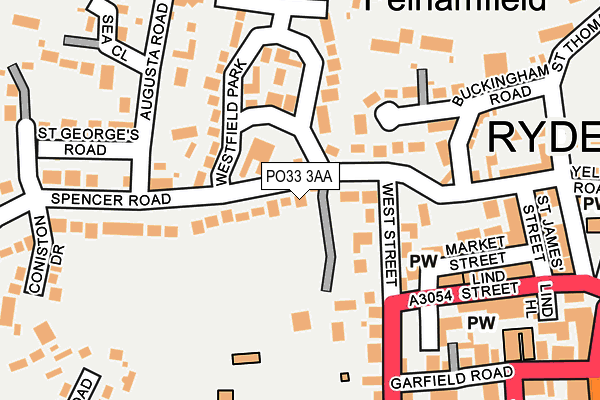 PO33 3AA map - OS OpenMap – Local (Ordnance Survey)