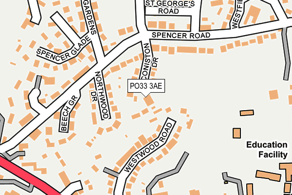 PO33 3AE map - OS OpenMap – Local (Ordnance Survey)