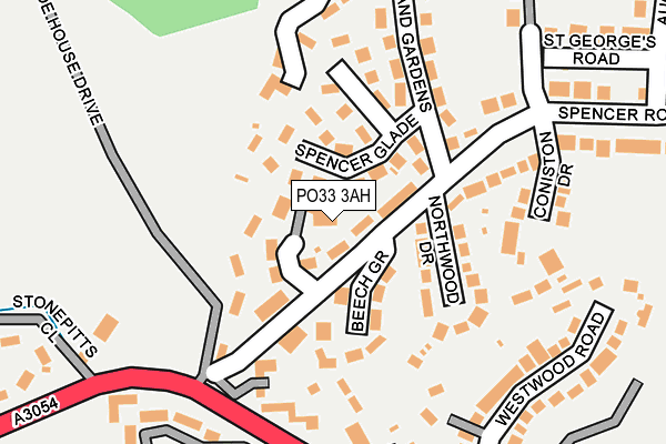 PO33 3AH map - OS OpenMap – Local (Ordnance Survey)