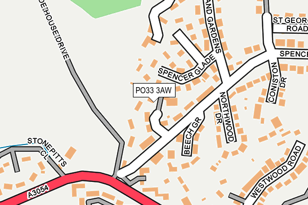 PO33 3AW map - OS OpenMap – Local (Ordnance Survey)
