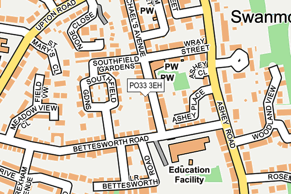 PO33 3EH map - OS OpenMap – Local (Ordnance Survey)