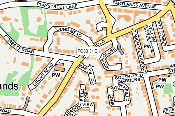 PO33 3HE map - OS OpenMap – Local (Ordnance Survey)