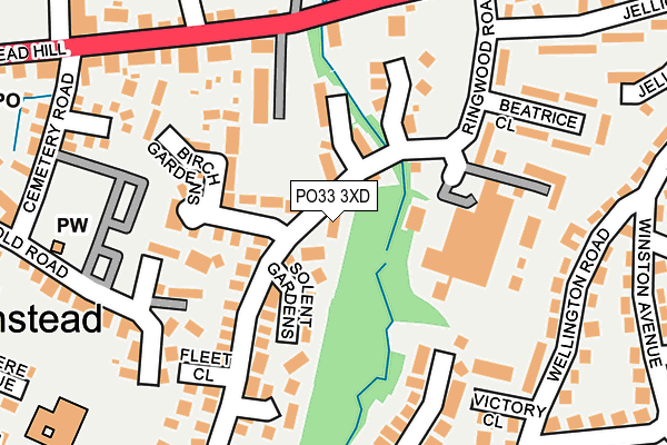 PO33 3XD map - OS OpenMap – Local (Ordnance Survey)