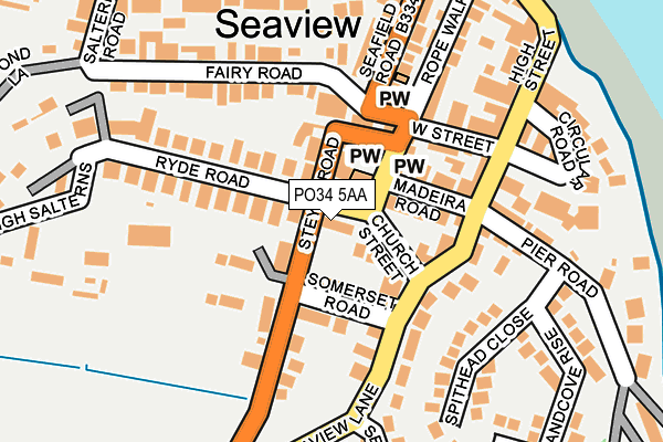 PO34 5AA map - OS OpenMap – Local (Ordnance Survey)