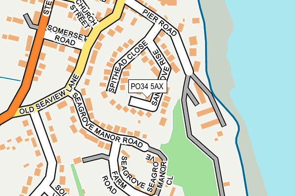 PO34 5AX map - OS OpenMap – Local (Ordnance Survey)