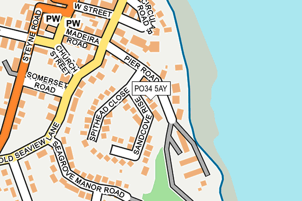 PO34 5AY map - OS OpenMap – Local (Ordnance Survey)