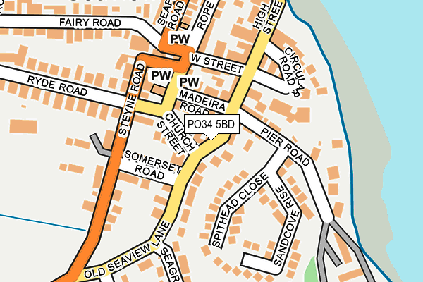 PO34 5BD map - OS OpenMap – Local (Ordnance Survey)
