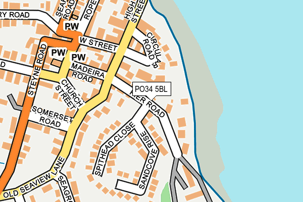 PO34 5BL map - OS OpenMap – Local (Ordnance Survey)
