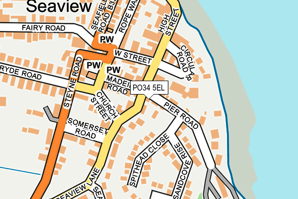 PO34 5EL map - OS OpenMap – Local (Ordnance Survey)