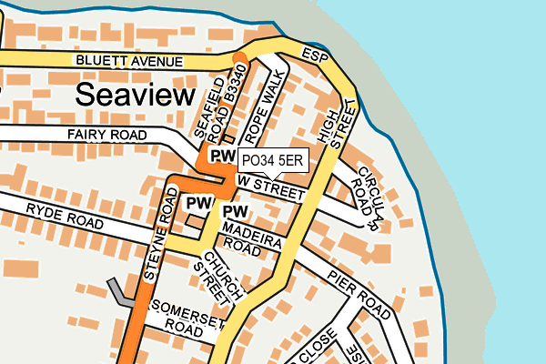 PO34 5ER map - OS OpenMap – Local (Ordnance Survey)