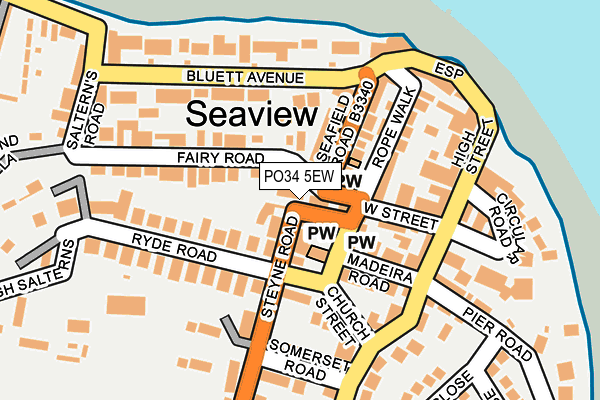 PO34 5EW map - OS OpenMap – Local (Ordnance Survey)