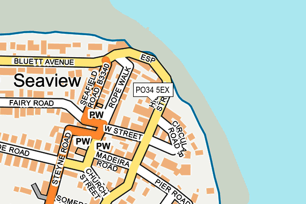 PO34 5EX map - OS OpenMap – Local (Ordnance Survey)