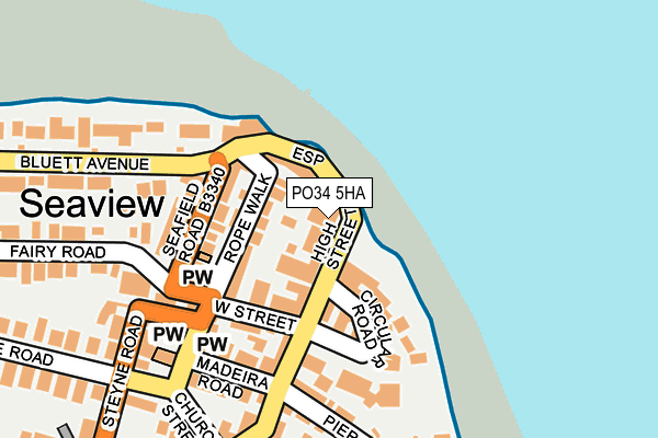 PO34 5HA map - OS OpenMap – Local (Ordnance Survey)