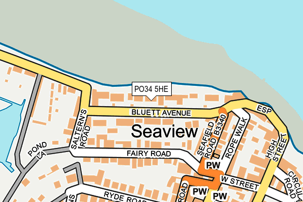 PO34 5HE map - OS OpenMap – Local (Ordnance Survey)