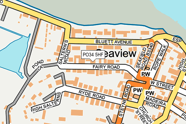 PO34 5HF map - OS OpenMap – Local (Ordnance Survey)