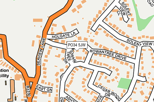 PO34 5JW map - OS OpenMap – Local (Ordnance Survey)