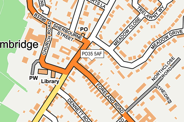 PO35 5AF map - OS OpenMap – Local (Ordnance Survey)