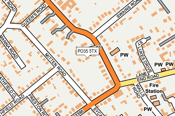 PO35 5TX map - OS OpenMap – Local (Ordnance Survey)