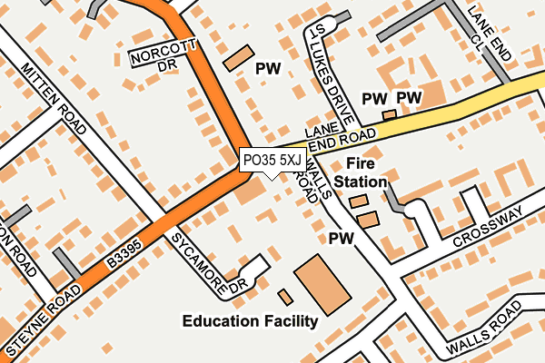 PO35 5XJ map - OS OpenMap – Local (Ordnance Survey)