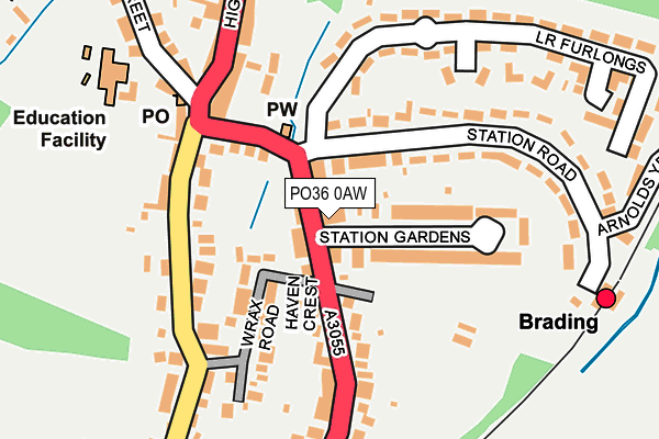 PO36 0AW map - OS OpenMap – Local (Ordnance Survey)