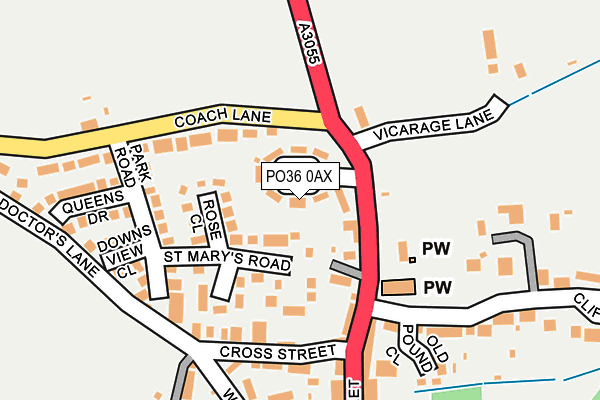 PO36 0AX map - OS OpenMap – Local (Ordnance Survey)
