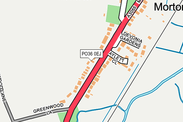 PO36 0EJ map - OS OpenMap – Local (Ordnance Survey)