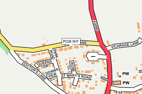 PO36 0HT map - OS OpenMap – Local (Ordnance Survey)