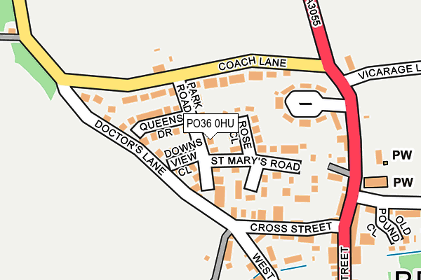 PO36 0HU map - OS OpenMap – Local (Ordnance Survey)
