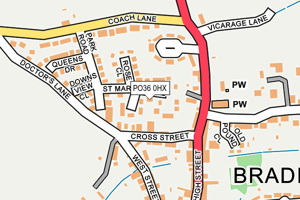PO36 0HX map - OS OpenMap – Local (Ordnance Survey)