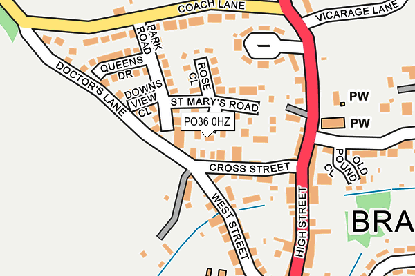 PO36 0HZ map - OS OpenMap – Local (Ordnance Survey)