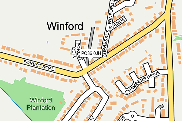 PO36 0JH map - OS OpenMap – Local (Ordnance Survey)