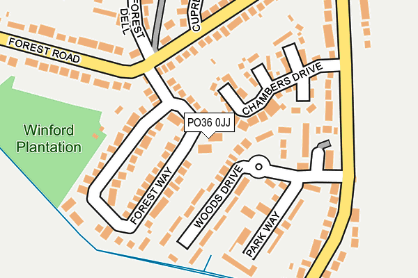 PO36 0JJ map - OS OpenMap – Local (Ordnance Survey)