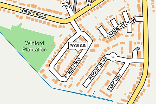 PO36 0JN map - OS OpenMap – Local (Ordnance Survey)