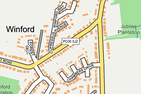 PO36 0JZ map - OS OpenMap – Local (Ordnance Survey)