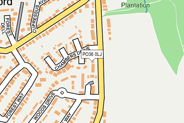 PO36 0LJ map - OS OpenMap – Local (Ordnance Survey)