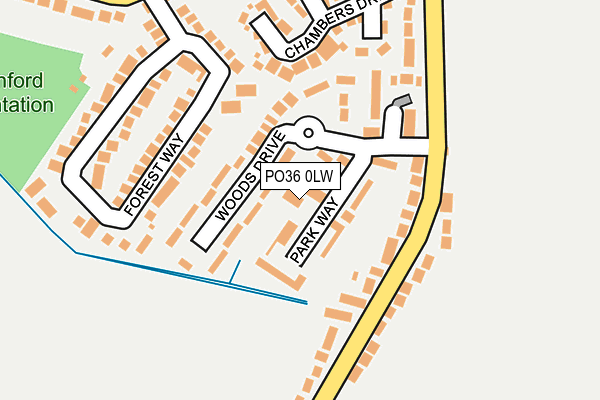 PO36 0LW map - OS OpenMap – Local (Ordnance Survey)