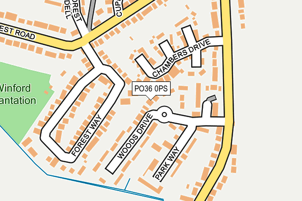 PO36 0PS map - OS OpenMap – Local (Ordnance Survey)