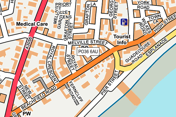 PO36 6AU map - OS OpenMap – Local (Ordnance Survey)