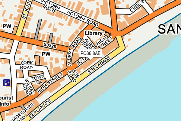 PO36 8AE map - OS OpenMap – Local (Ordnance Survey)