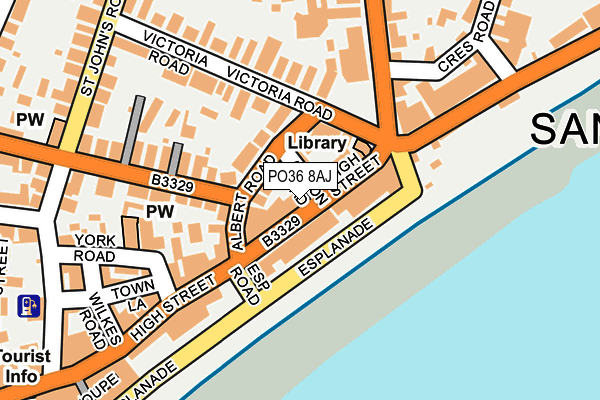 PO36 8AJ map - OS OpenMap – Local (Ordnance Survey)