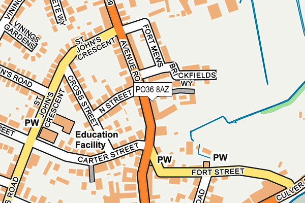 PO36 8AZ map - OS OpenMap – Local (Ordnance Survey)
